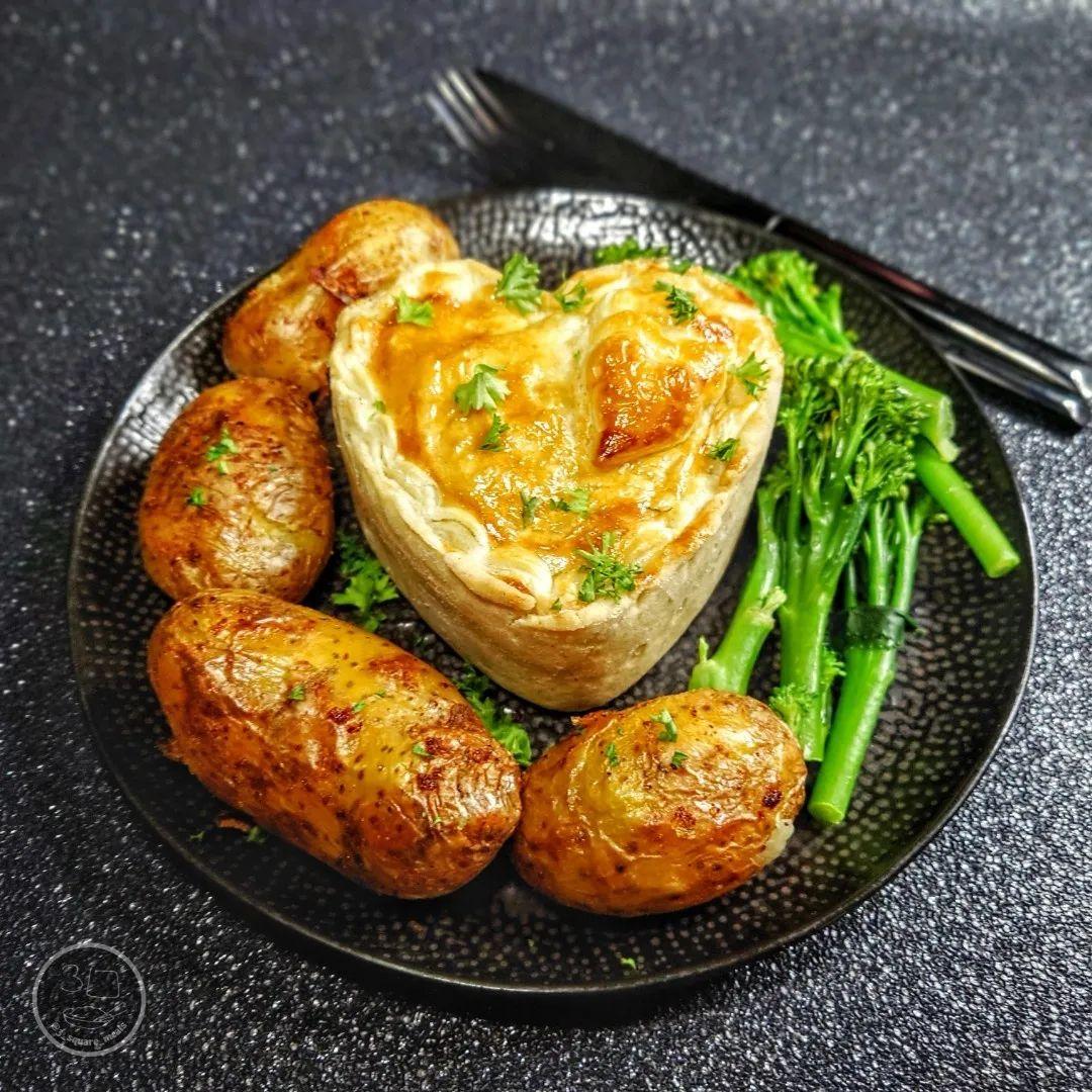 Plant-Based Chicken and Mushroom Pie with Sides
