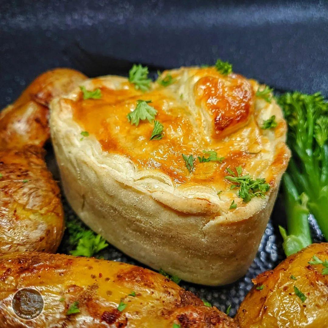 Plant-Based Chicken and Mushroom Pie with Sides