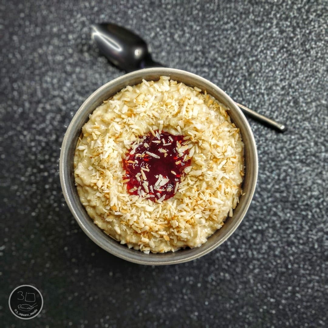 White Chocolate Coconut Jam Porridge