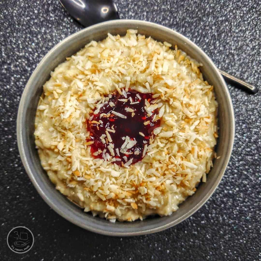 White Chocolate Coconut Jam Porridge
