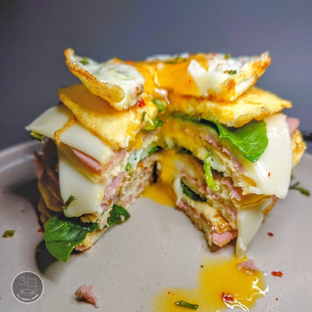 Layered Omelette Breakfast Stack