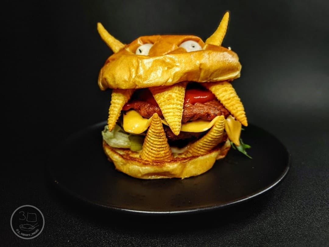 Vegetarian Halloween Monster Burger