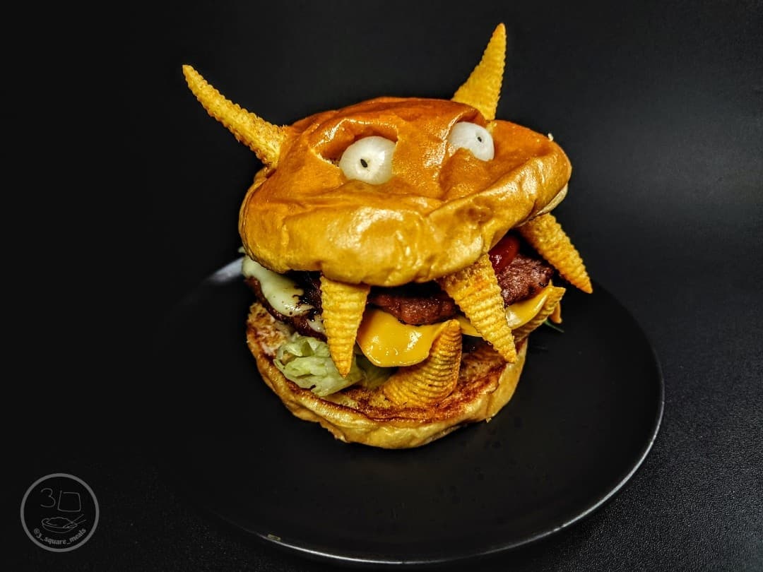 Vegetarian Halloween Monster Burger