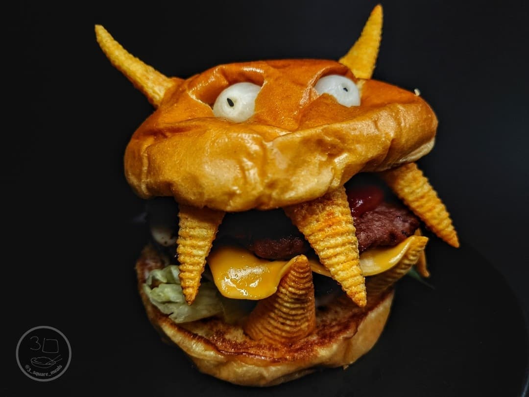 Vegetarian Halloween Monster Burger