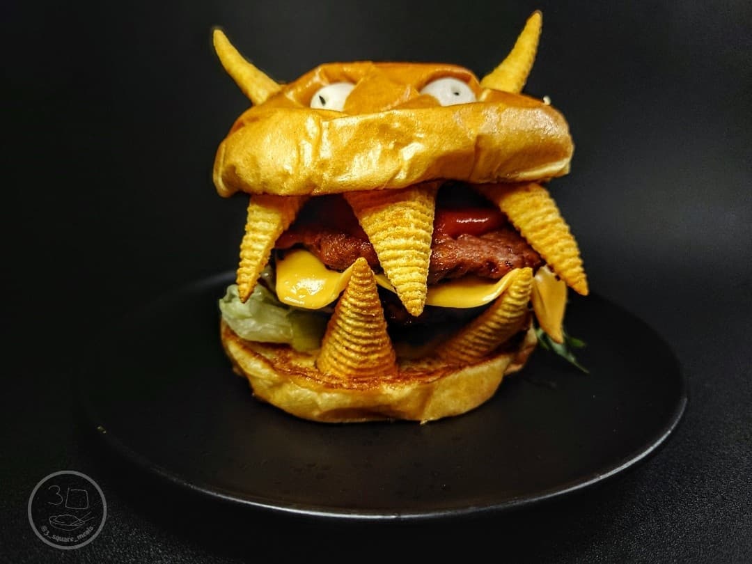 Vegetarian Halloween Monster Burger
