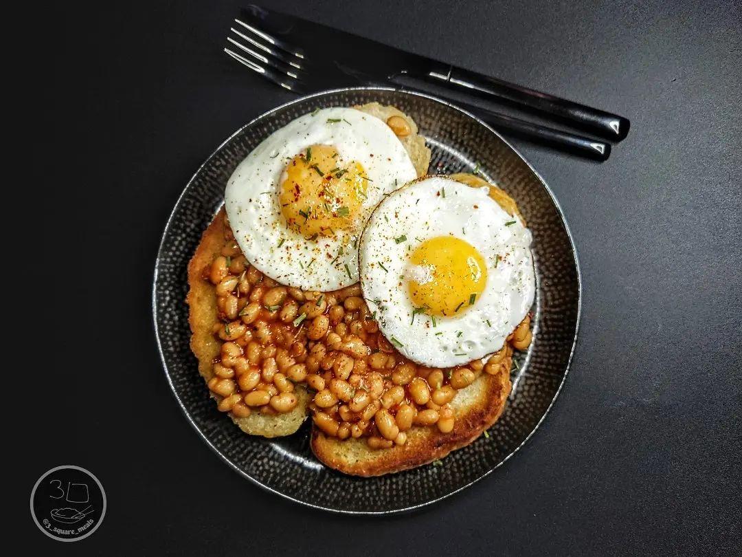 Fried Bread with Eggs and Beans