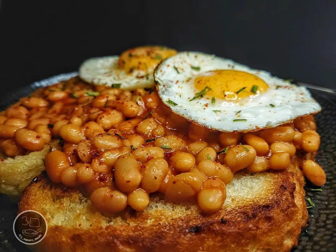 Fried Bread with Eggs and Beans