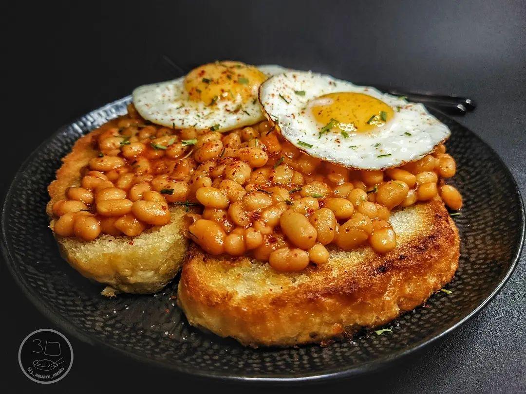 Fried Bread with Eggs and Beans