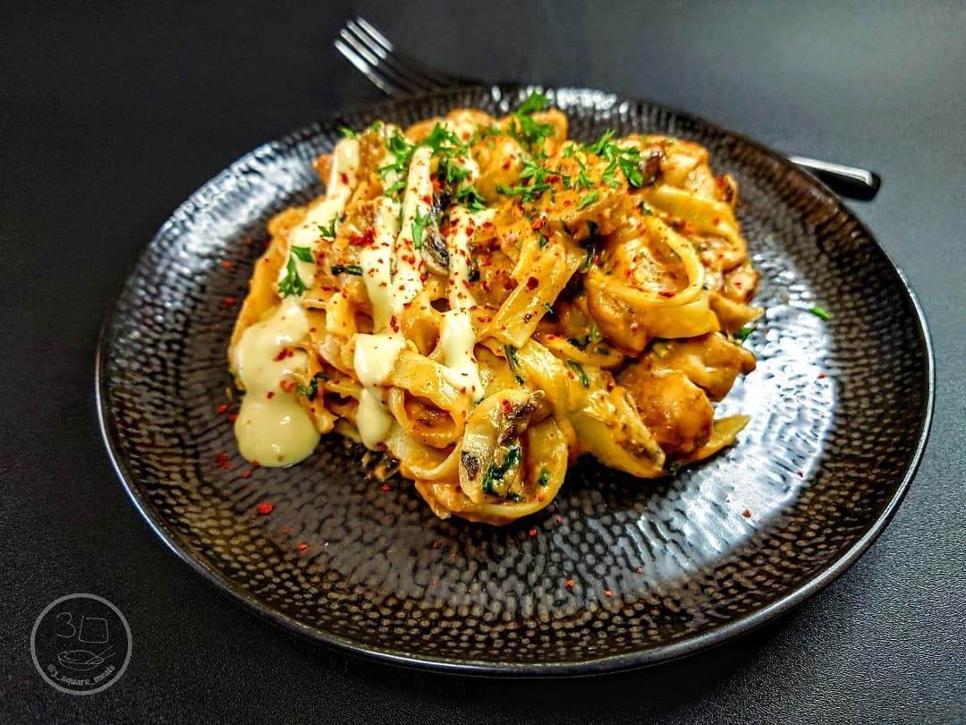 Spicy Plant-Based Sausage Tagliatelle