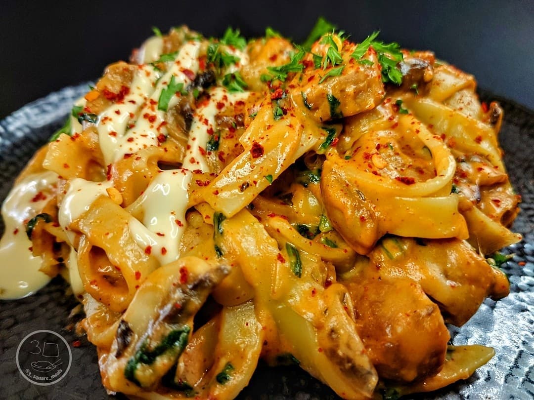 Spicy Plant-Based Sausage Tagliatelle
