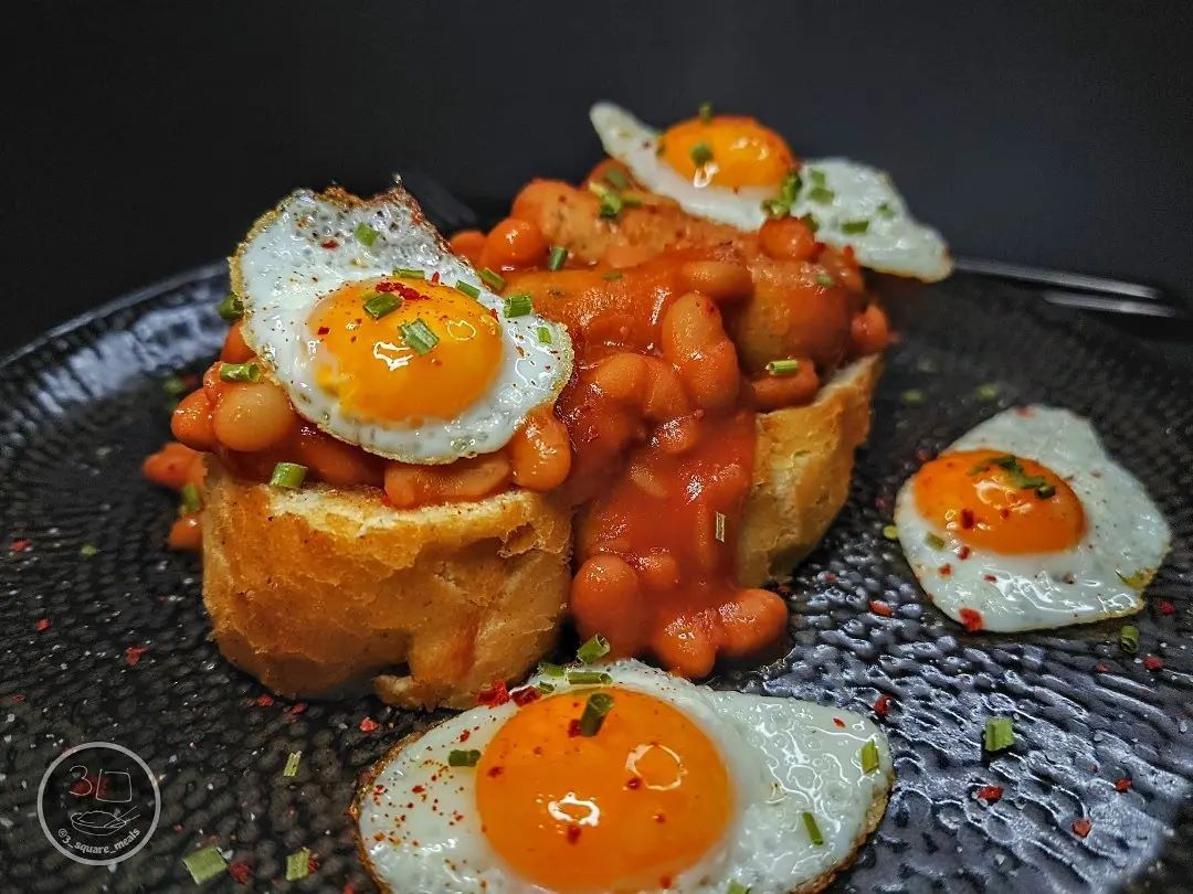 Sausage, Egg, and Beans on Toast