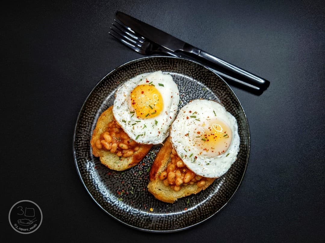Fried Bread with Eggs and Beans