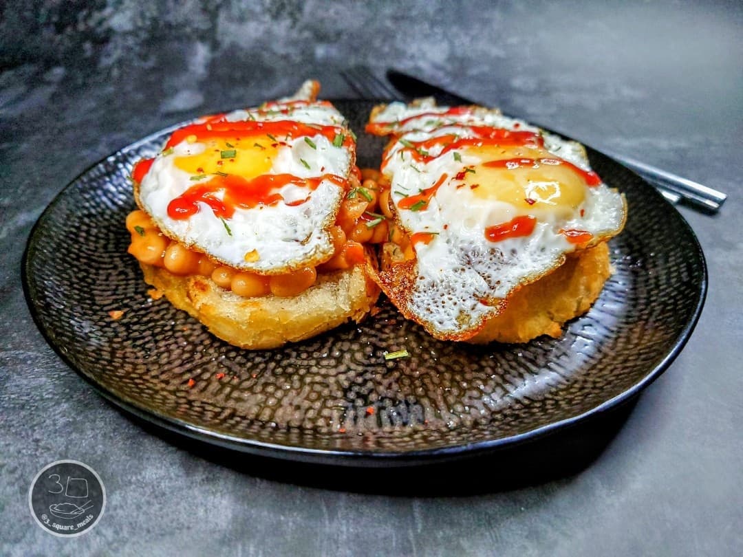 Fried Bread with Egg and Beans