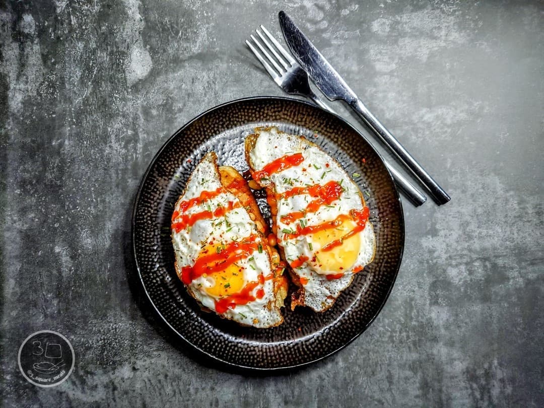 Fried Bread with Egg and Beans
