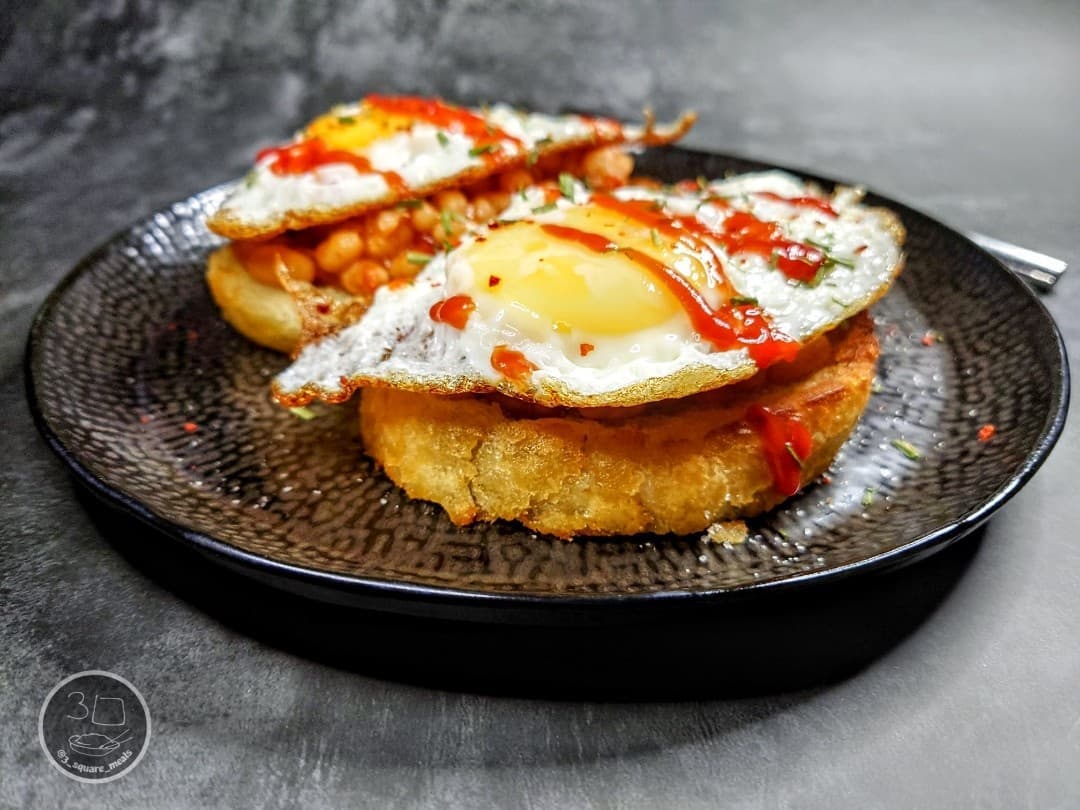 Fried Bread with Egg and Beans