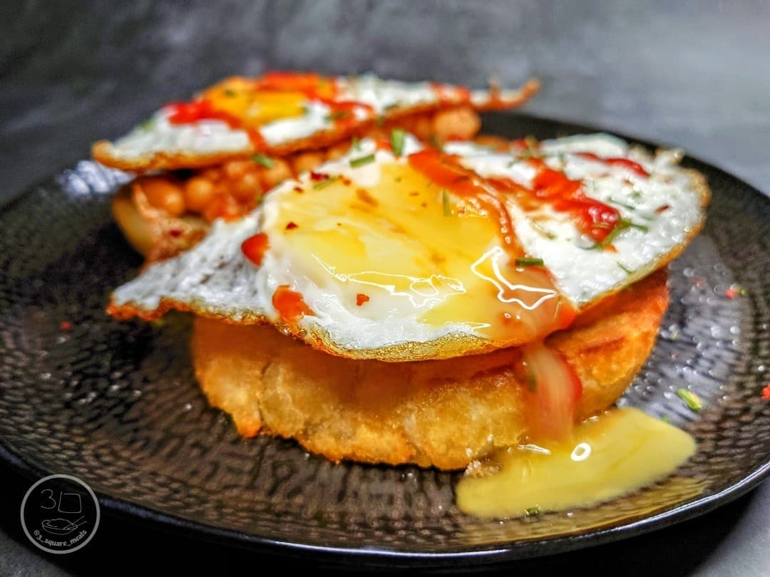 Fried Bread with Egg and Beans