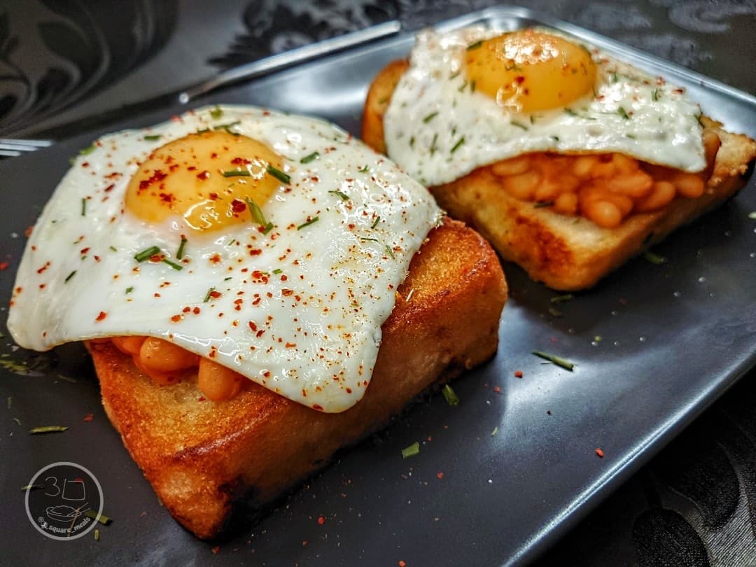 Fried Bread with Eggs and Beans