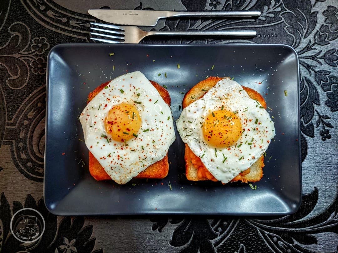 Fried Bread with Eggs and Beans