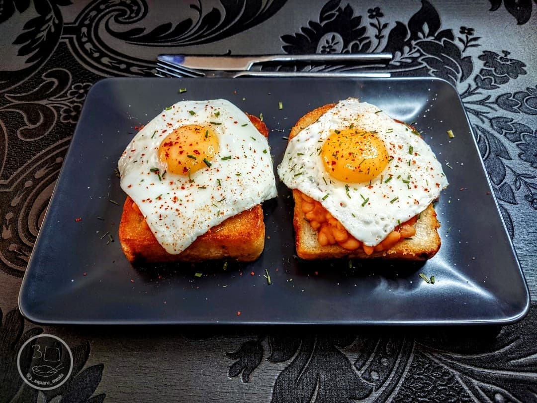 Fried Bread with Eggs and Beans