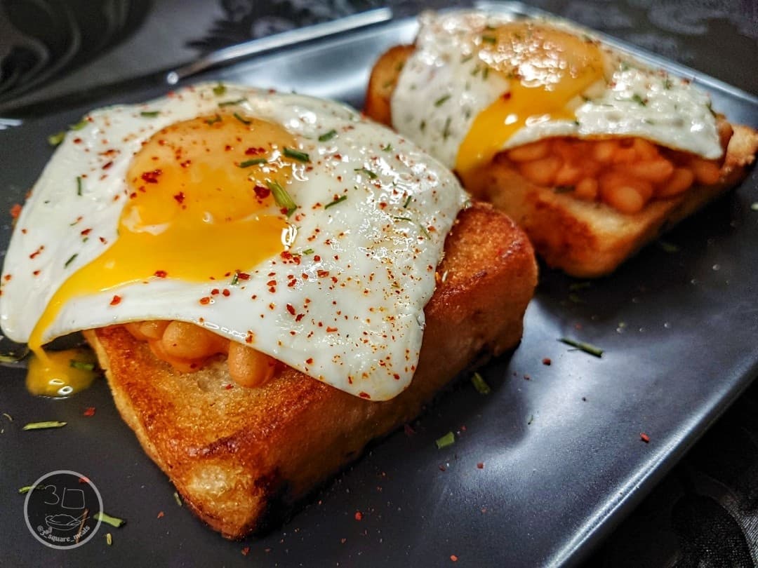 Fried Bread with Eggs and Beans
