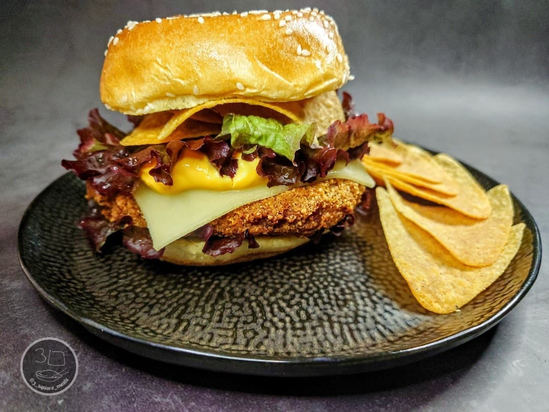 Nacho Cheese Chick'n Burger