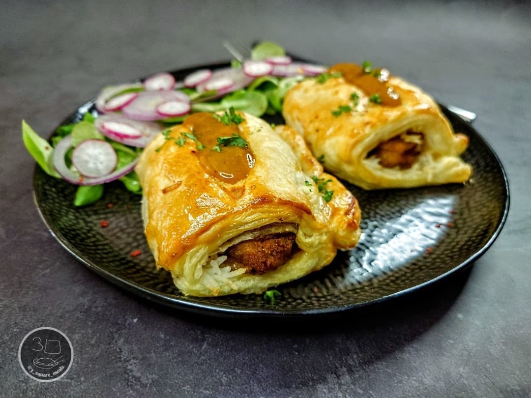Vegetarian Katsu Rolls with Puff Pastry