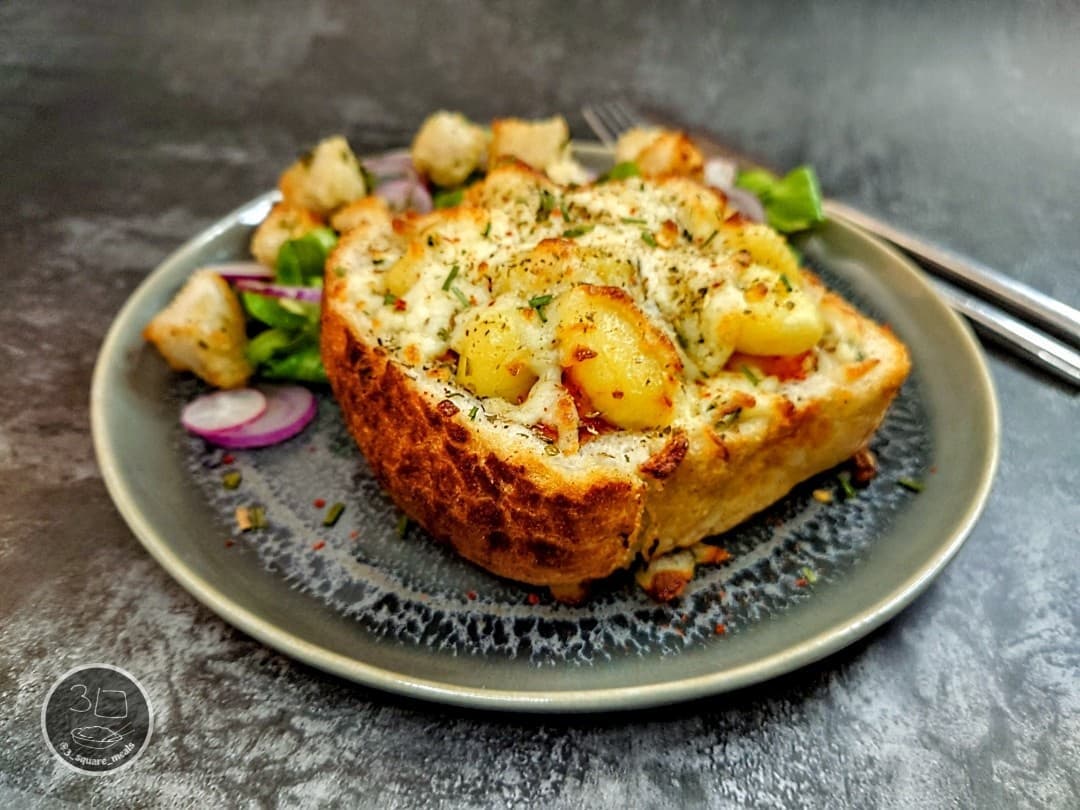 Gnocchi Stuffed Tiger Bread Boat