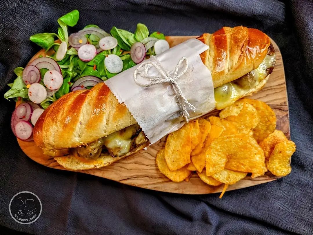 Sausage Cheese and Mustard Deli Baguette