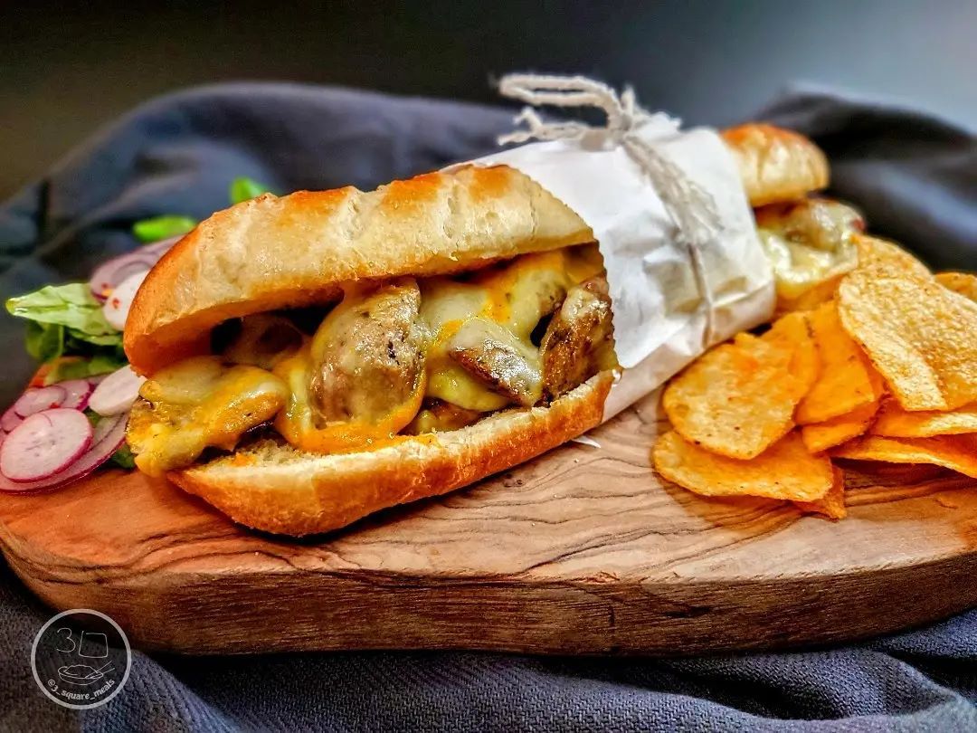 Sausage Cheese and Mustard Deli Baguette