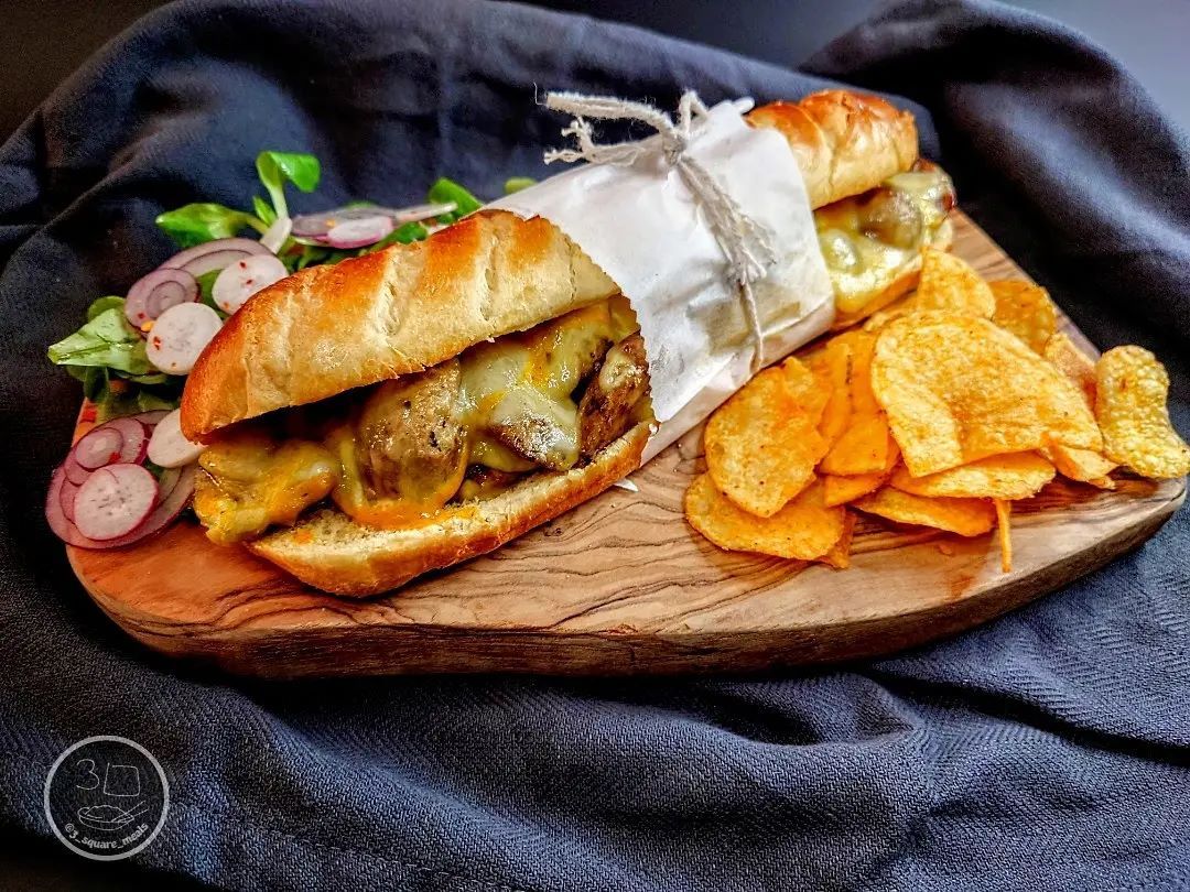 Sausage Cheese and Mustard Deli Baguette