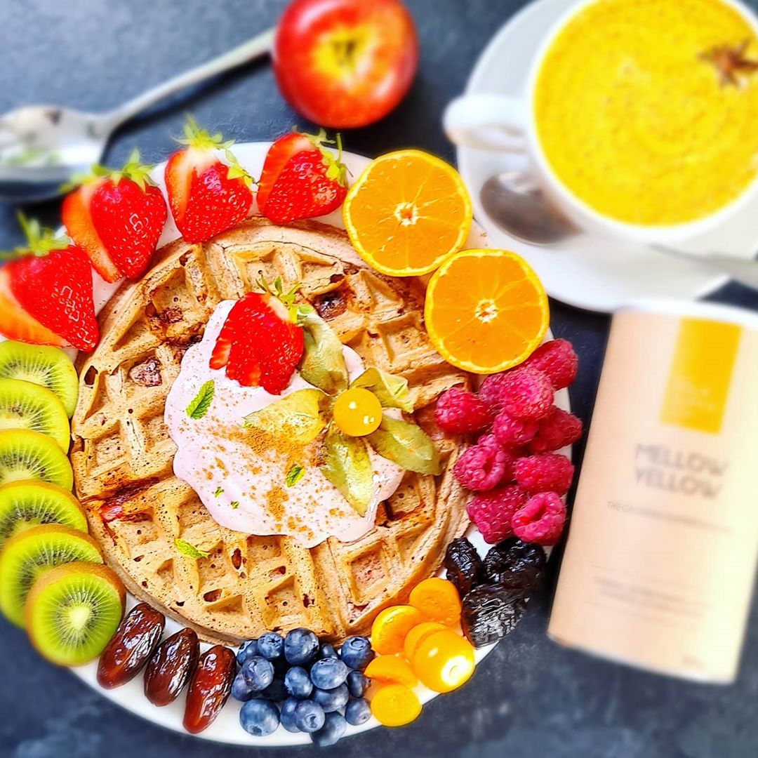 Vegan Strawberry Waffles with Soya Cream