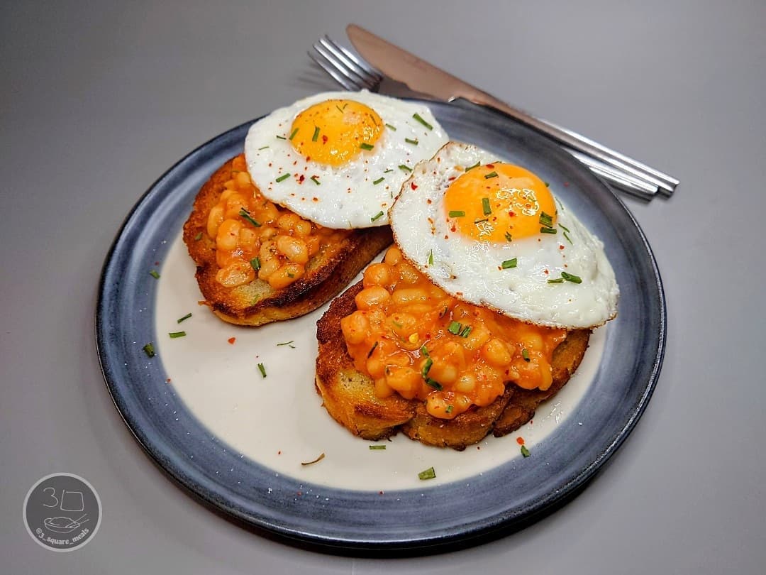 Fried Bread with Beans and Eggs