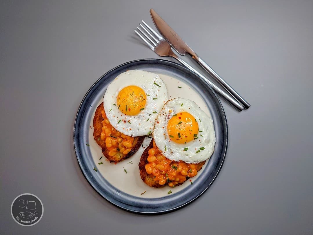 Fried Bread with Beans and Eggs