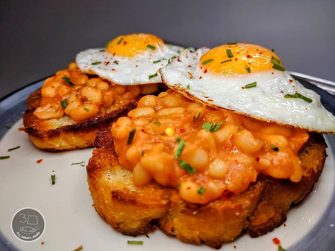 Fried Bread with Beans and Eggs