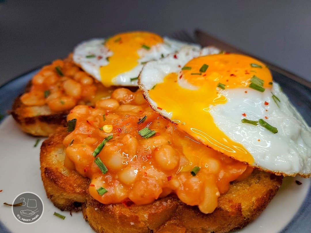 Fried Bread with Beans and Eggs