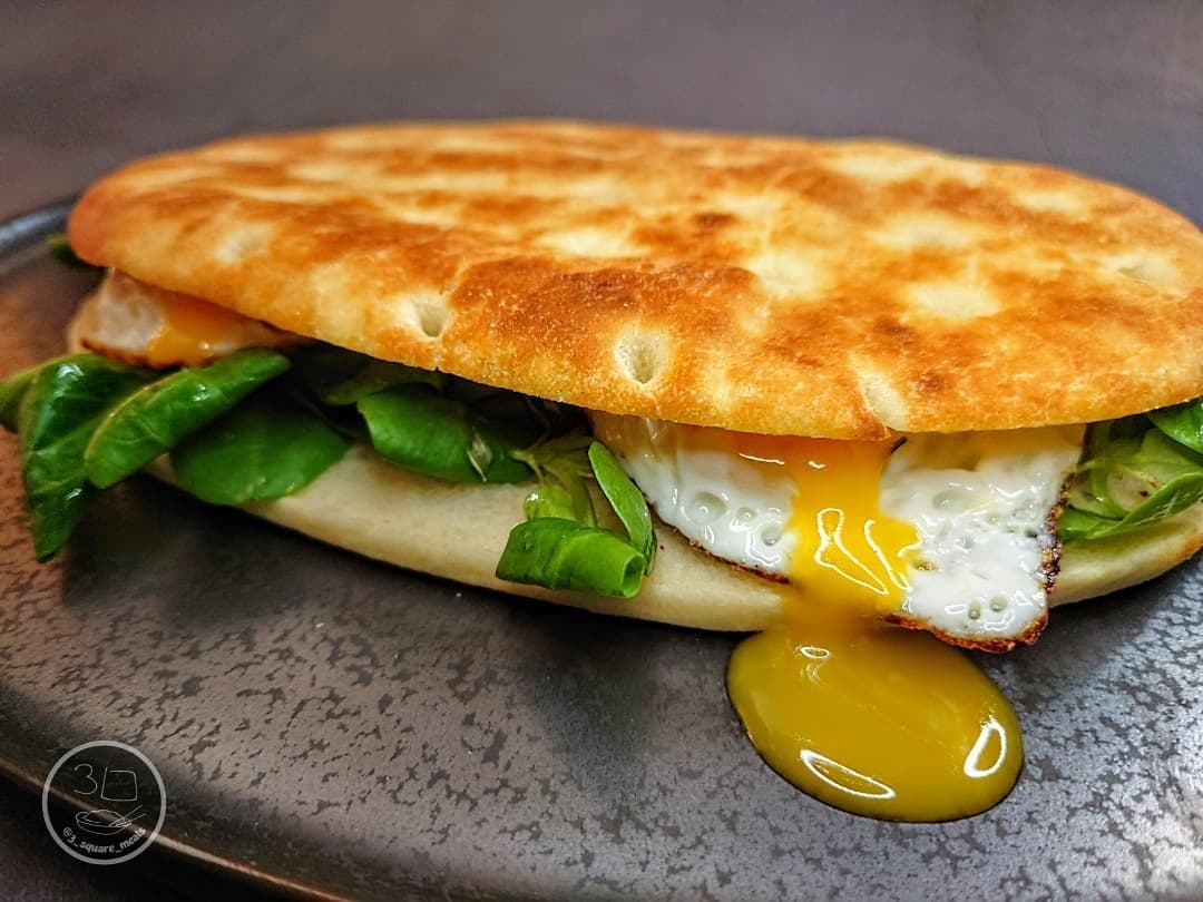 Fried Egg Focaccia Breakfast