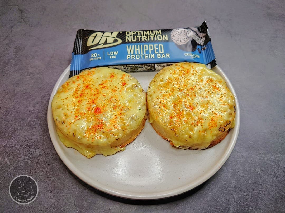 Cheesy Crumpets and Protein Bar Breakfast