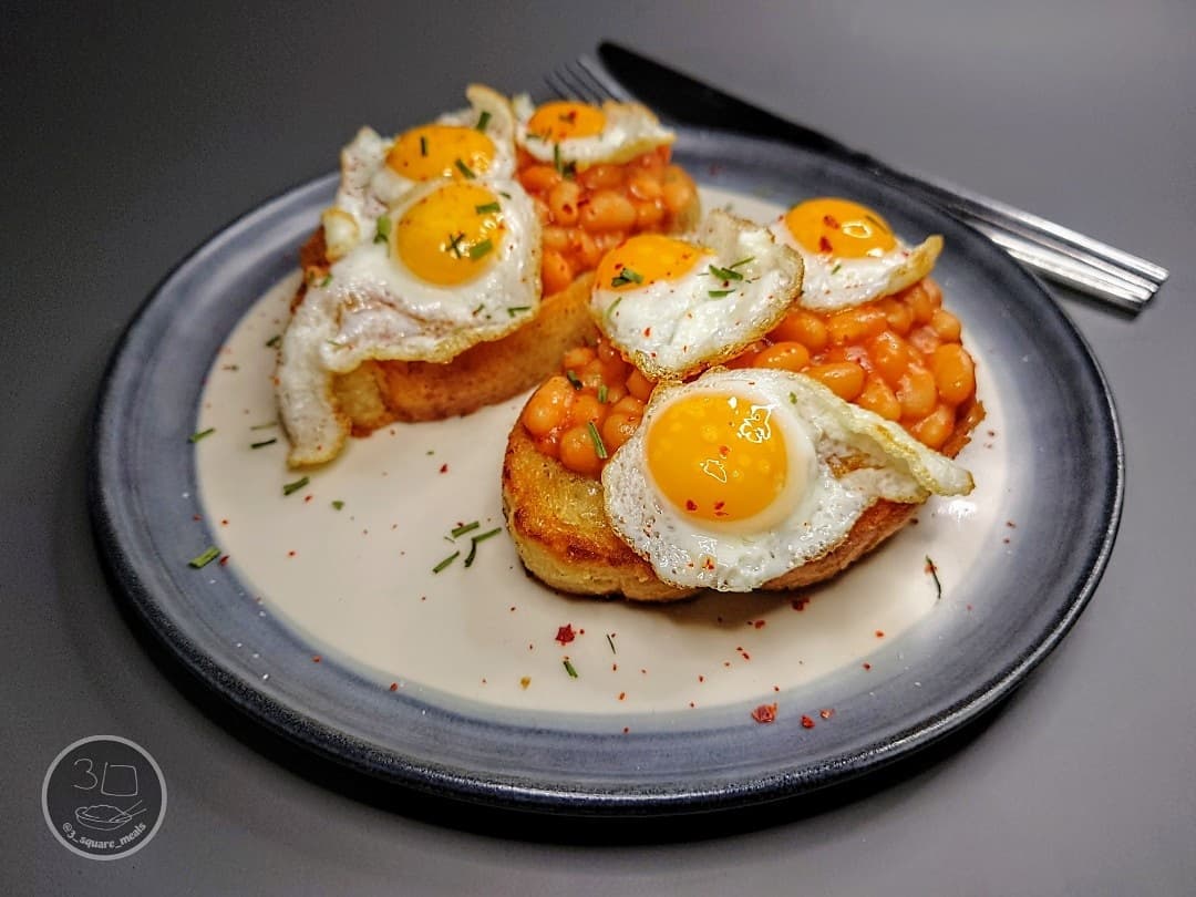 Fried Bread with Eggs and Beans