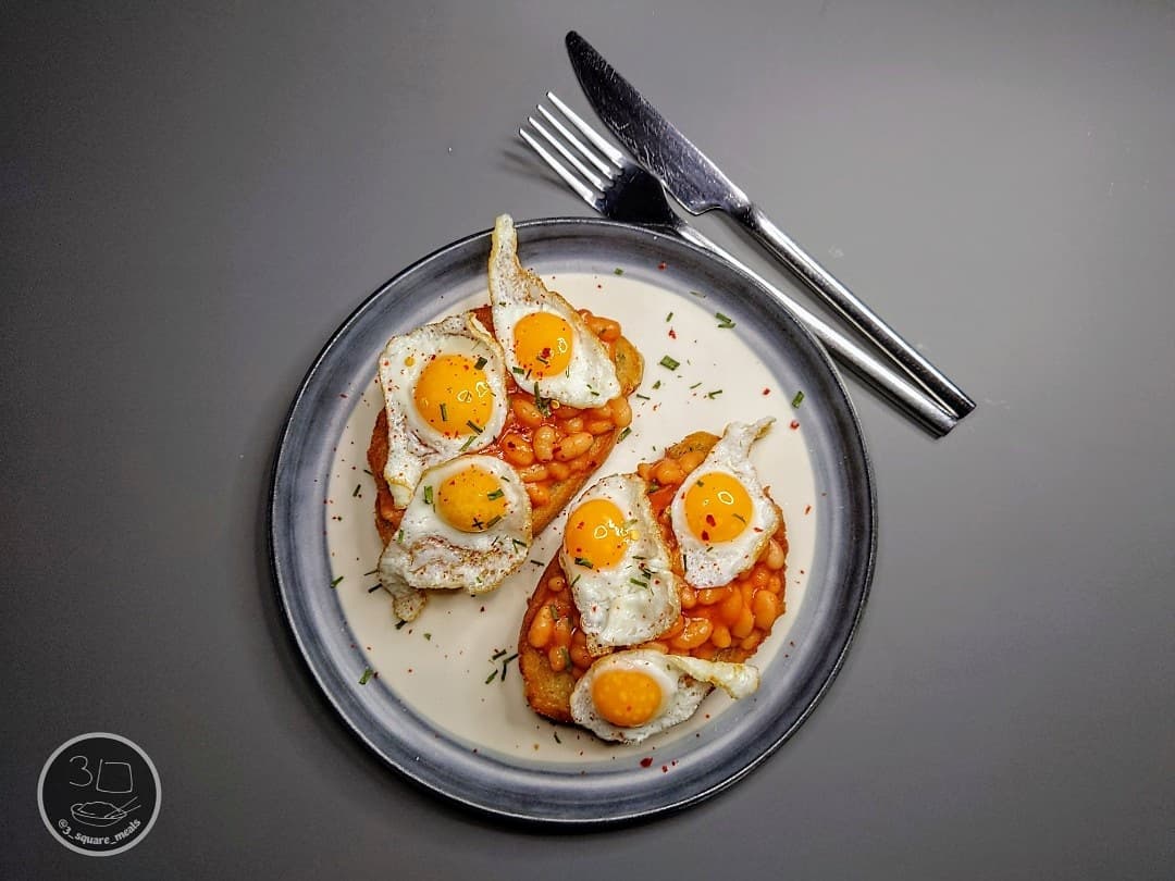 Fried Bread with Eggs and Beans