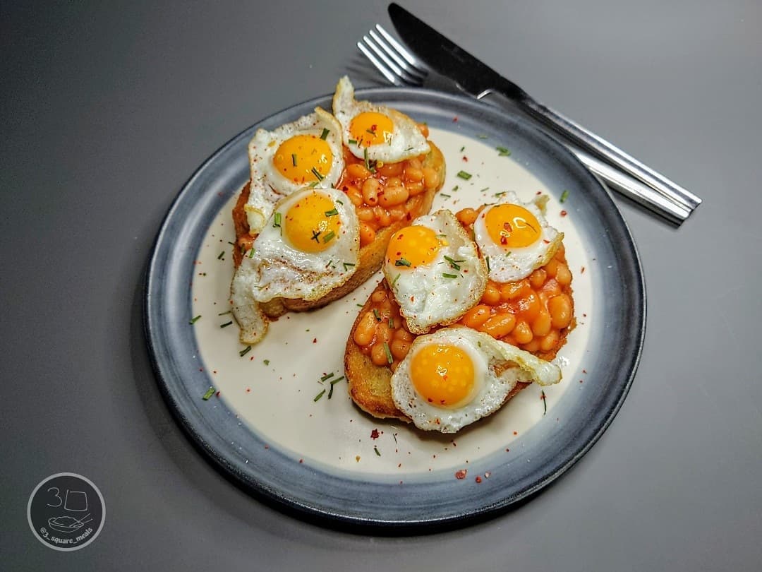 Fried Bread with Eggs and Beans