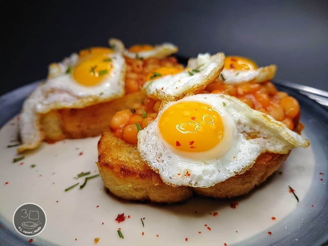 Fried Bread with Eggs and Beans