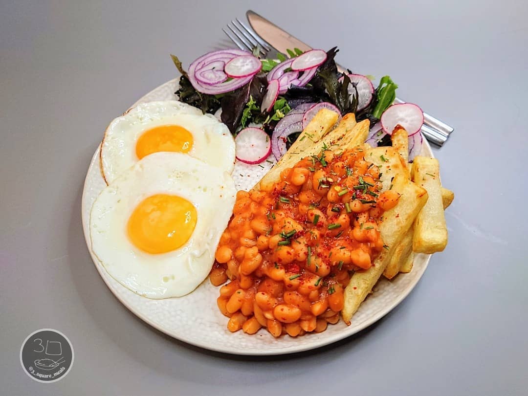 Egg, Chips, and Beans