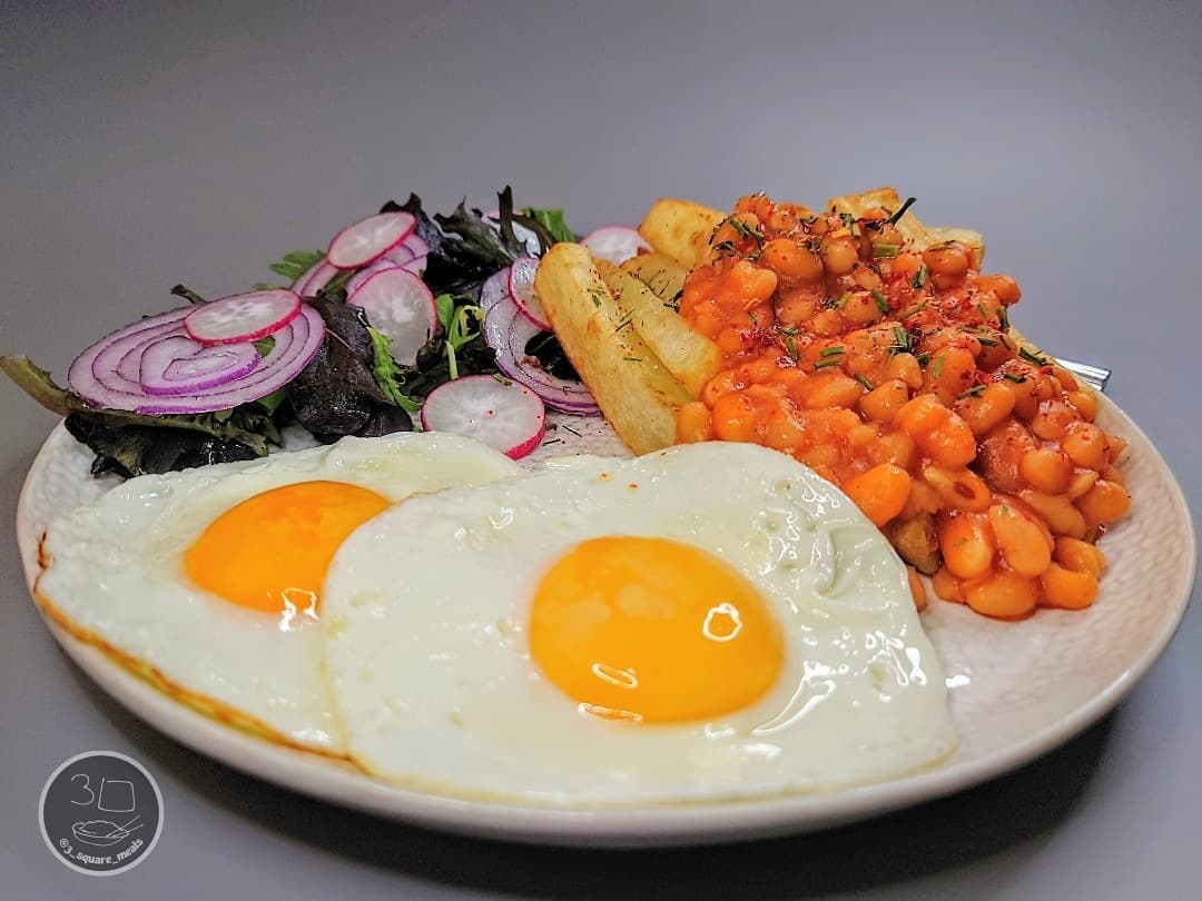 Egg, Chips, and Beans