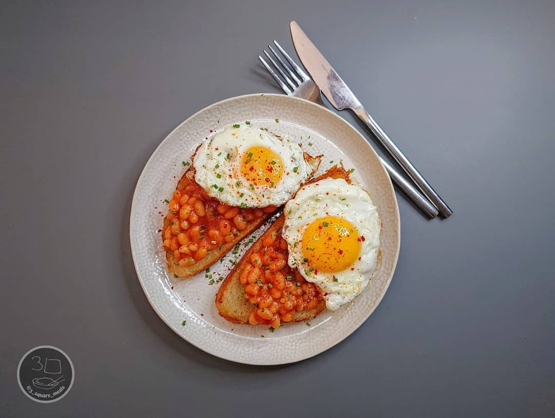 Fried Bread with Eggs and Beans