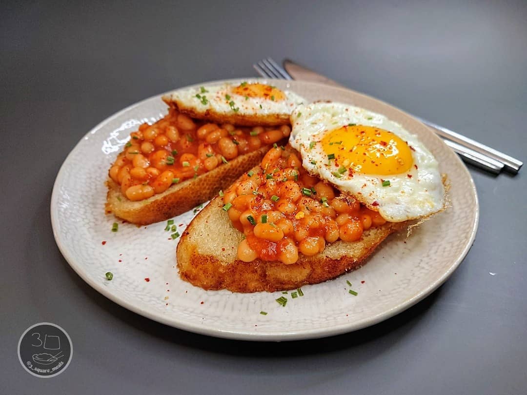 Fried Bread with Eggs and Beans