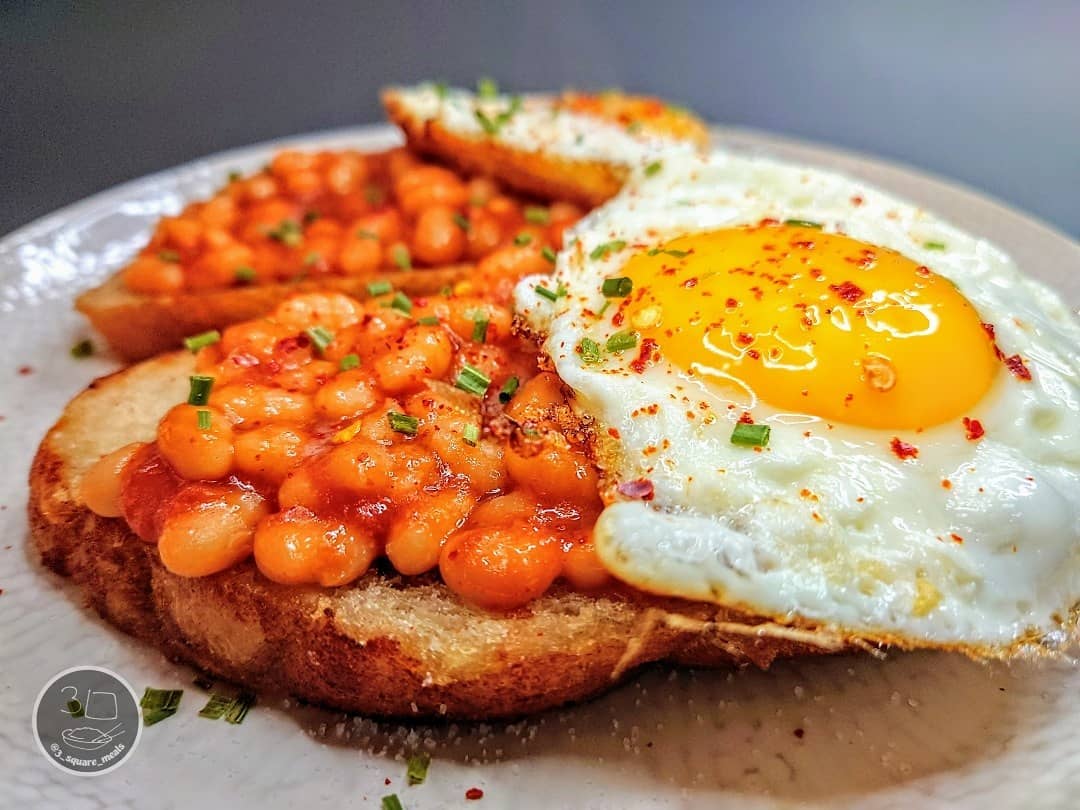 Fried Bread with Eggs and Beans