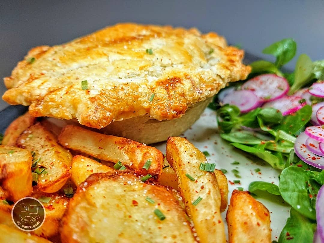 Vegetarian Pie with Chips and Salad