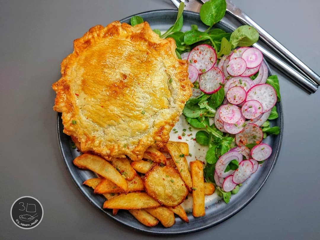 Vegetarian Pie with Chips and Salad