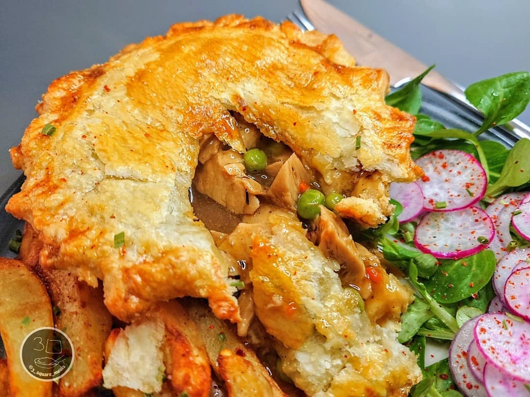 Vegetarian Pie with Chips and Salad