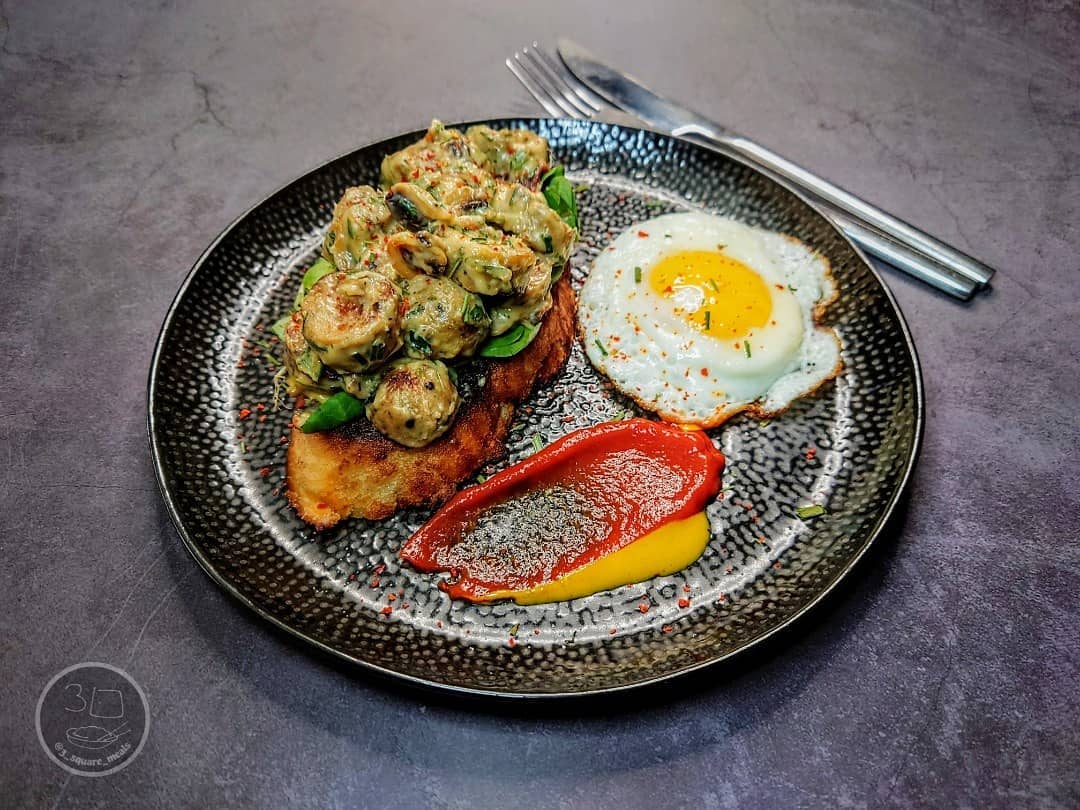 Creamy Sausage and Mushrooms on Fried Bread